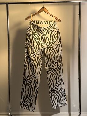 Zara Black & White Striped Trousers